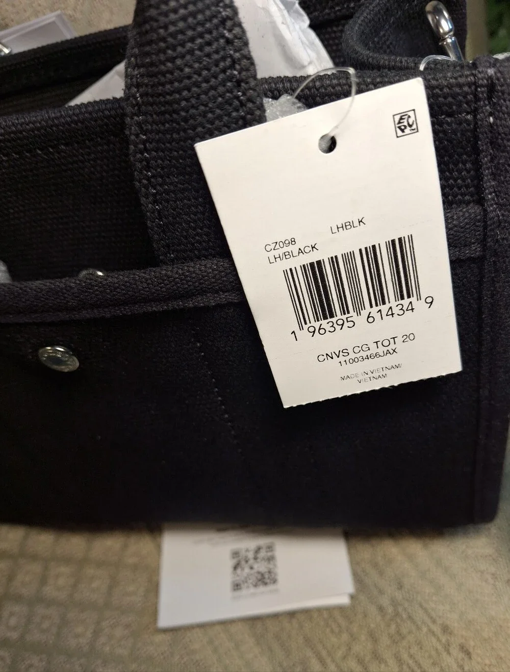 Coach Mini Cargo Tote In Black Canvas